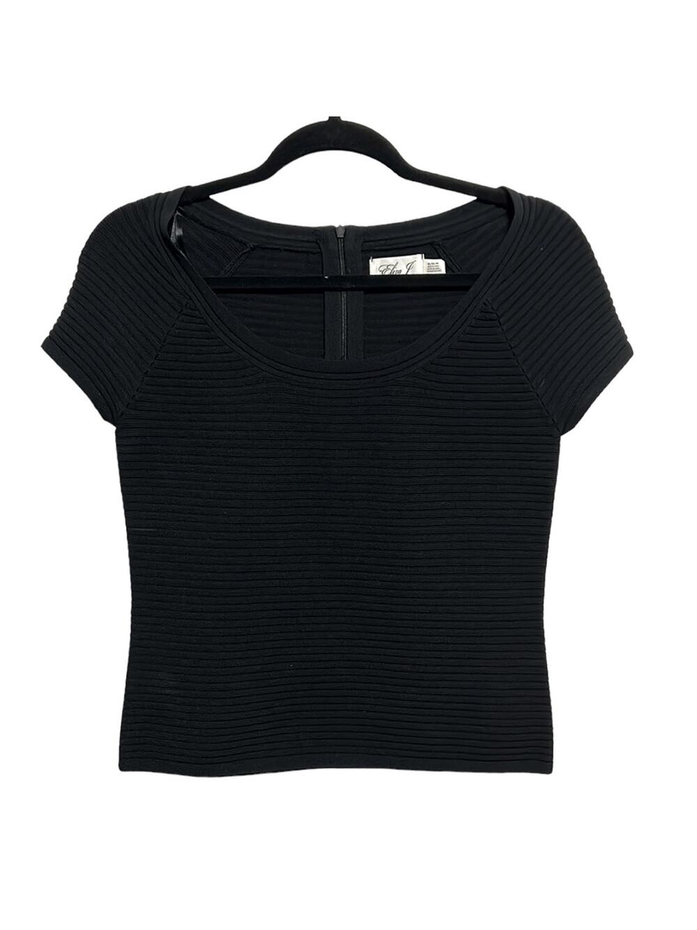 Eliza J Black ribbed Short sleeve crop top size medium